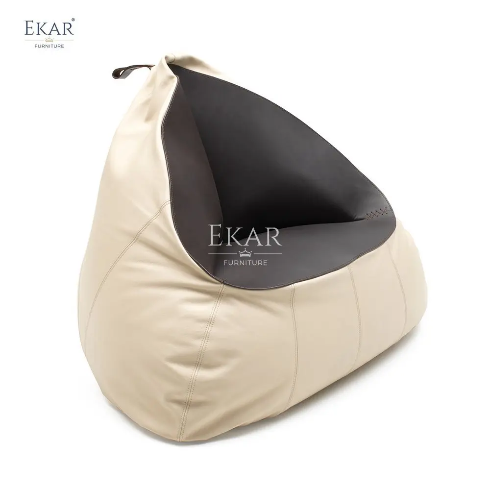 product bean bag chair with polystyrene particle filling and full leather cover-62