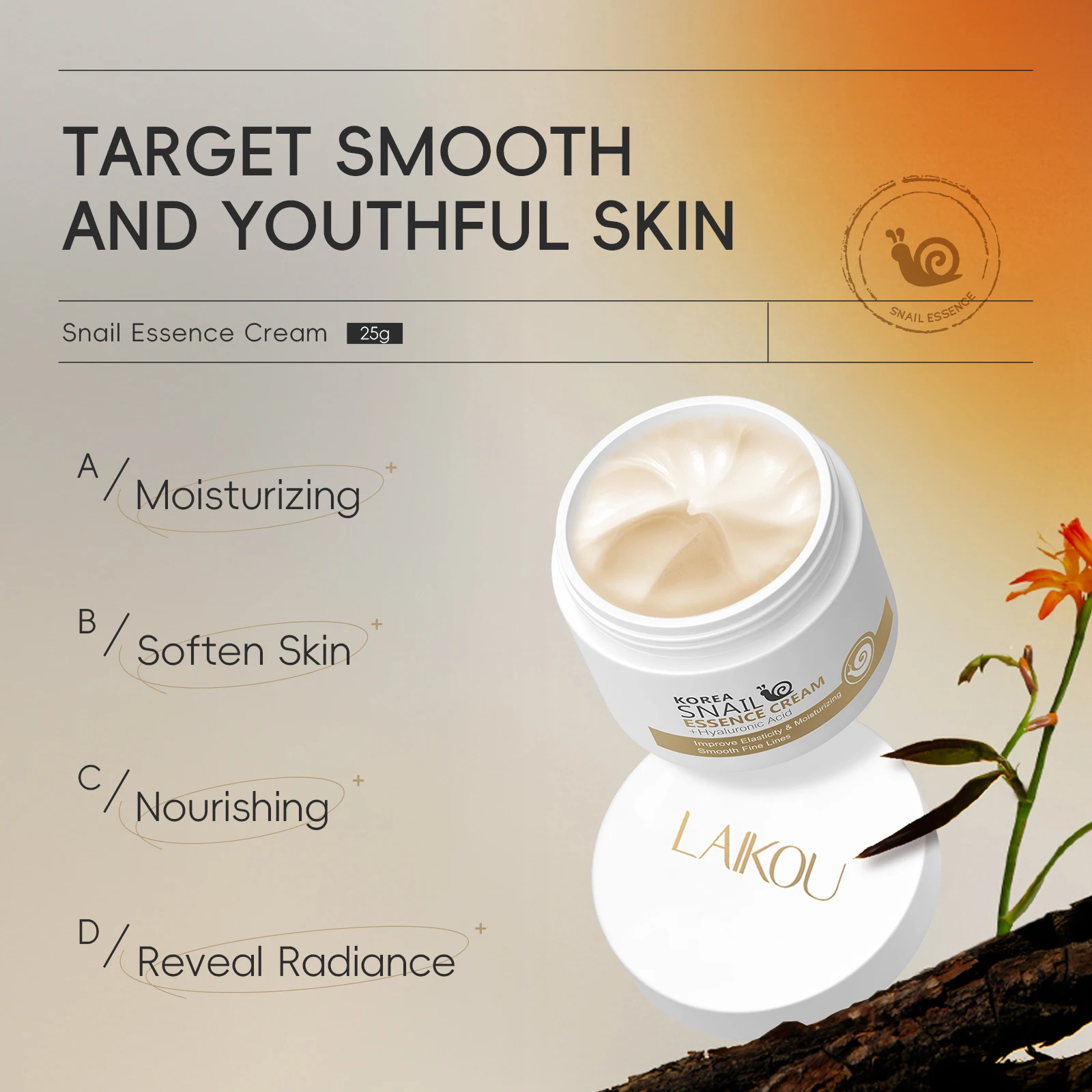 Low Moq Private Label Snail White Cream Mucin Advanced Snail Mucin Power Essence Wholesale Face Snail Cream 25g