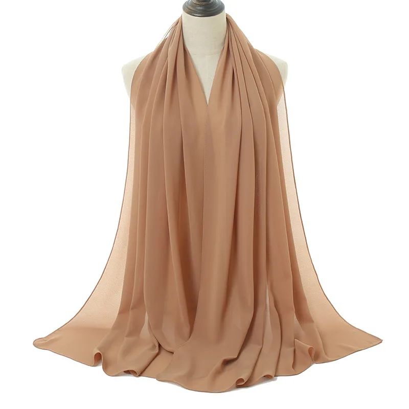 Женская шаль дешевый модный шифоновый однотонный высококачественный мусульманский Малайзийский арабский шарф