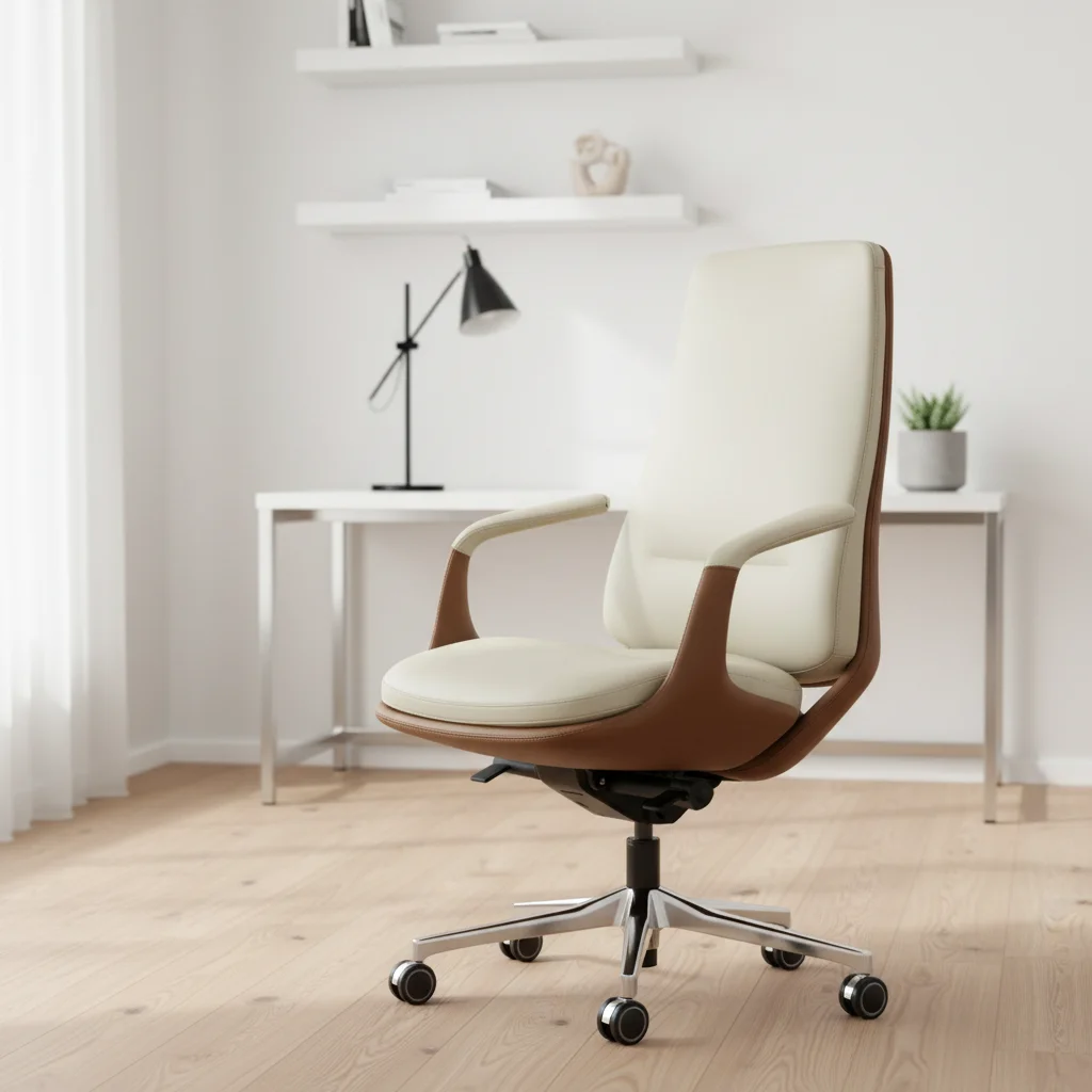 Premium Quality Leather Executive Office Chair-Modern Ergonomic Design Adjustable Height 5