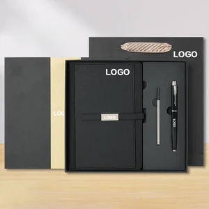 Custom A5 Hardcover PU Leather Case Corporate Gift Set with Logo for Laptops Planner Journal Notebook