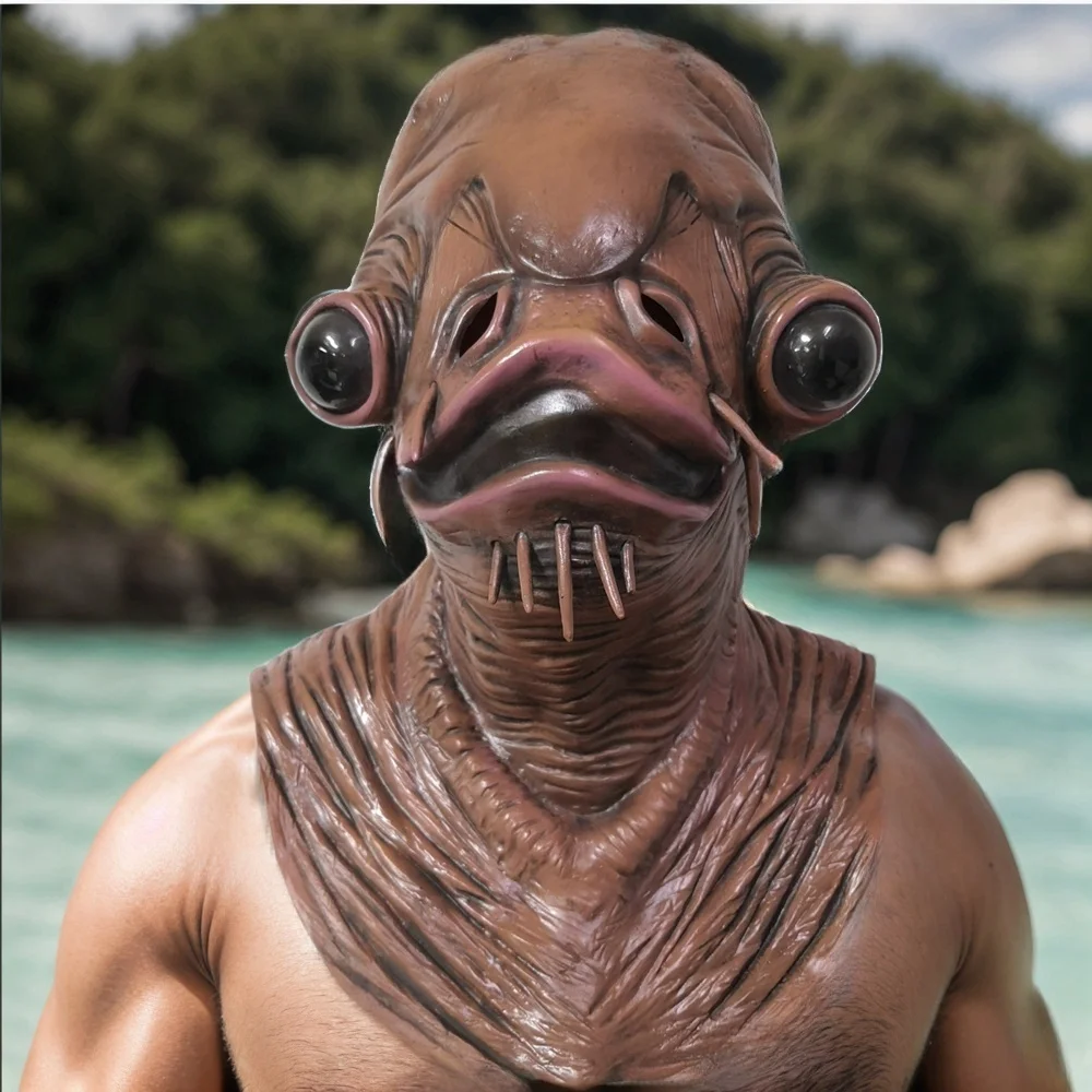 1PC Horror Catfish Mask Halloween Cosplay Party Monster Costume Head Cover Fish Mask Carnival Latex Props