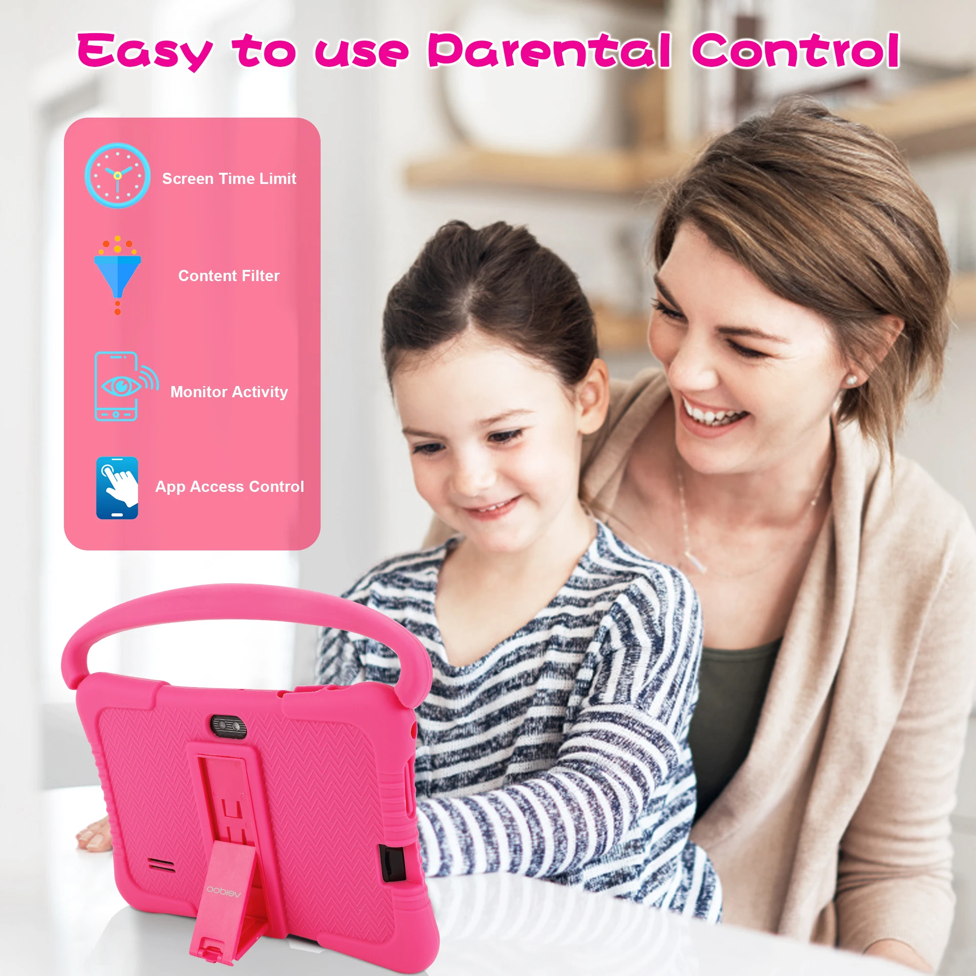 Leaning Wifi 7 Inch Android Tablet Pc Educational Kids Tablet With Silicone Case