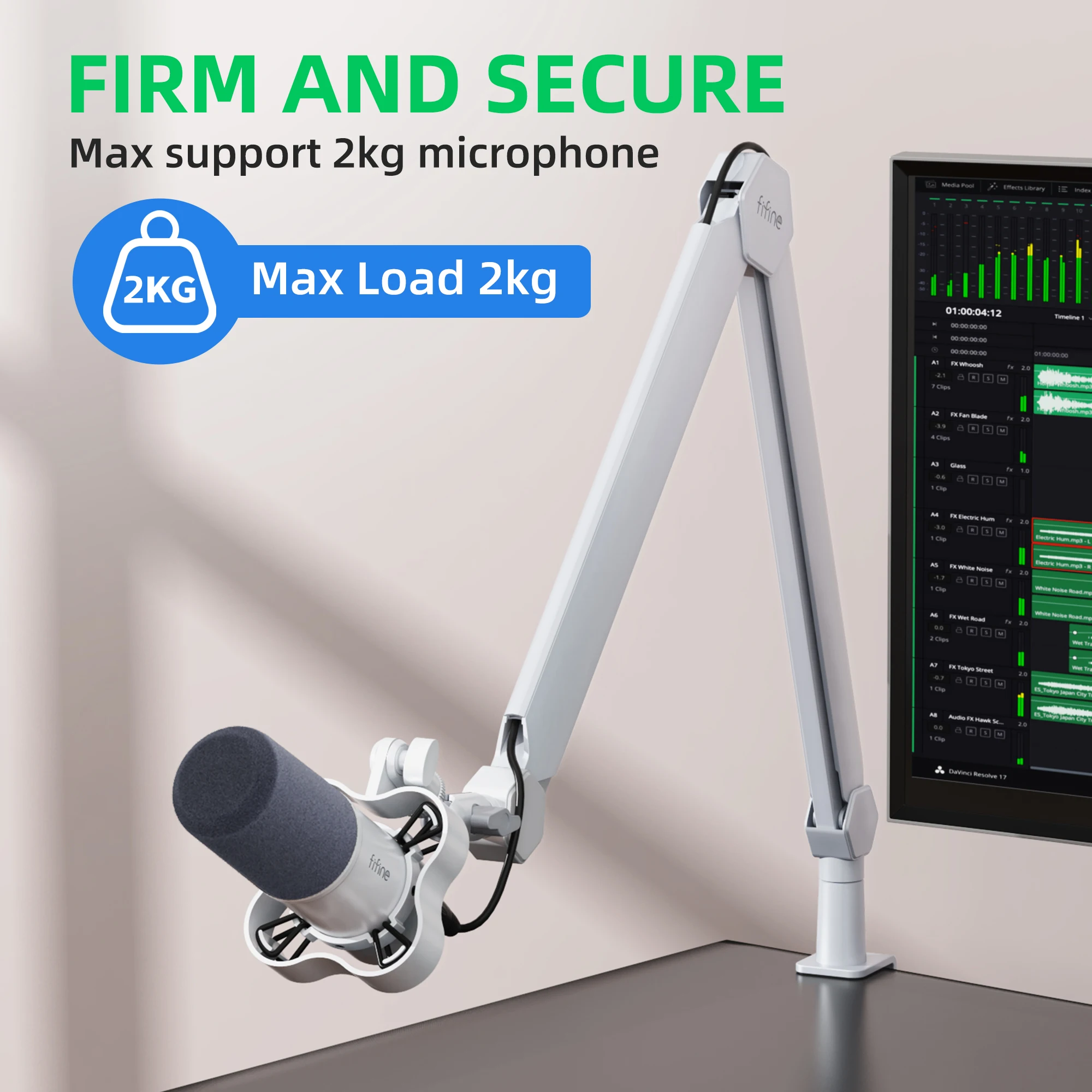 Fifine BM66 Adjustable Microphone Stand Detachable Desktop Mic Arm ...