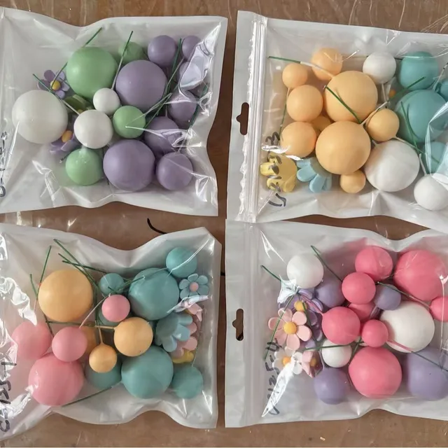 21-piece Set of Popular Birthday Cake Ball Decoration DIY Foam Cake Ball Baking Decoration Golden Ball Best Selling Cake Toppers