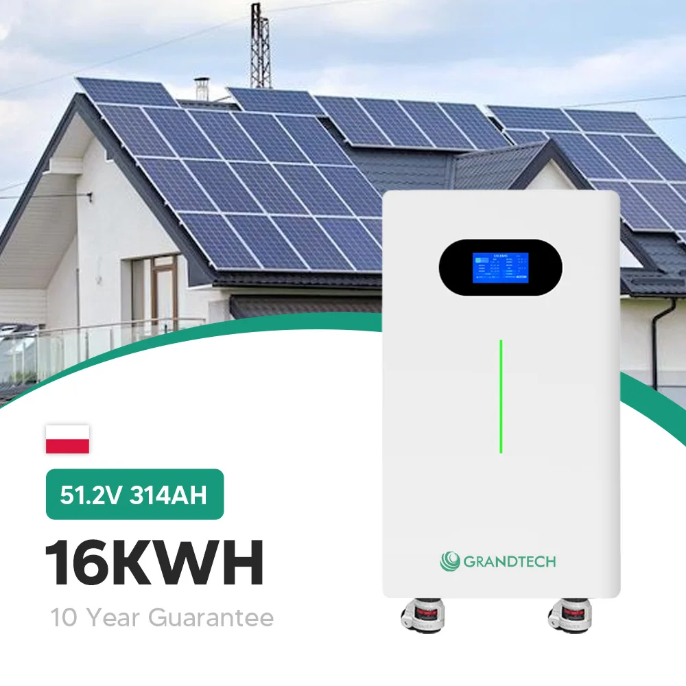 Напідлогова літій-залізо-фосфатна акумуляторна батарея з терміном служби 6500 циклів, напруга 51,2 В, ємність 16 кВт·год, ступінь захисту IP20, система управління батареєю (BMS), стінно монтована змінного струму