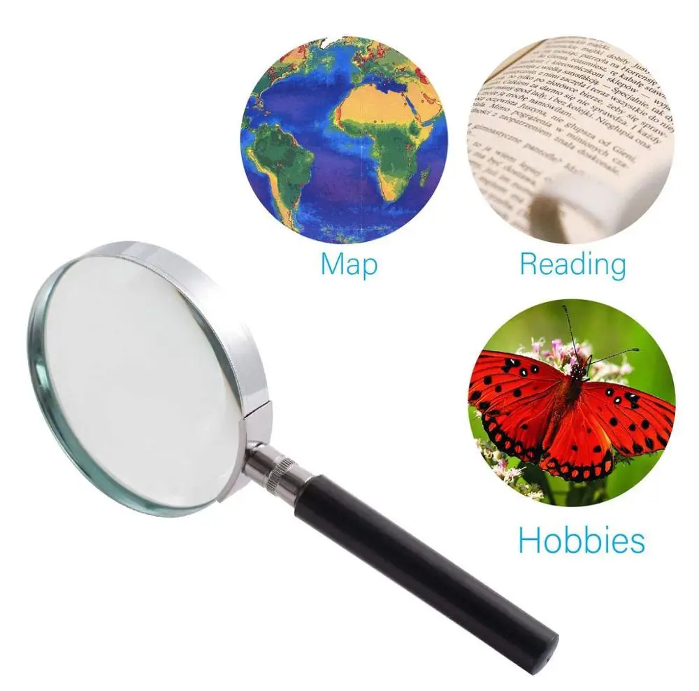 Увеличительное стекло 5X ручная лупа для чтения прозрачное линза книг газет карт учебы