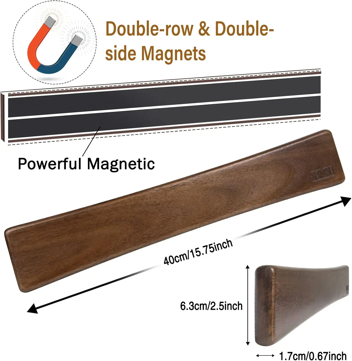 product custom wood magnetic knife strip magnetic knife holder space saving kitchen countertop organizer for knife storage  food prep-0
