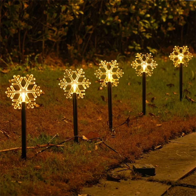 Tree Snowflake Star Outdoor Solar Pathway Lights Warm White Durable Waterproof Christmas Path Lights
