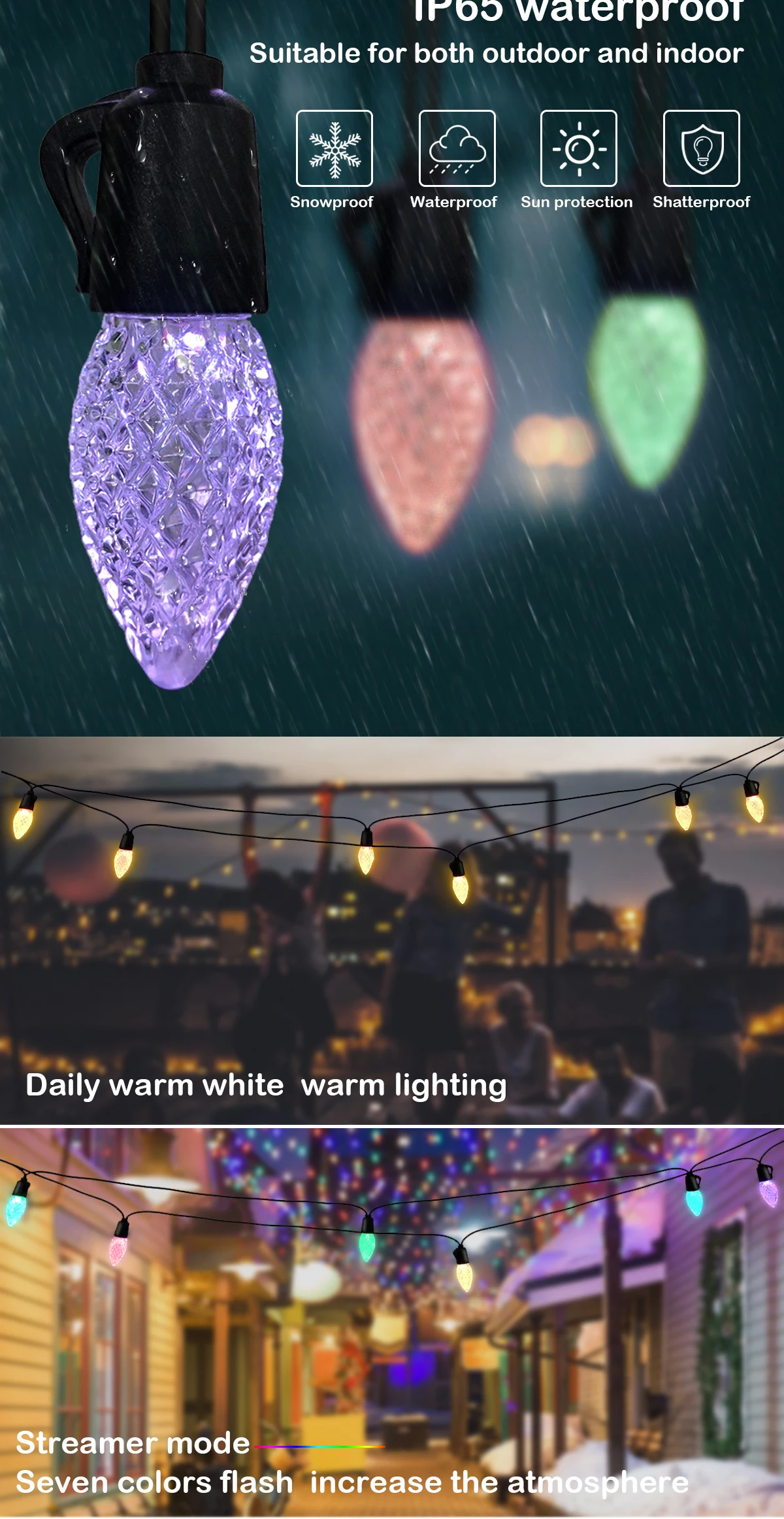 product new indoor multi color rgb holiday string lights outdoor waterproof remote control tree led decorative string lights-43