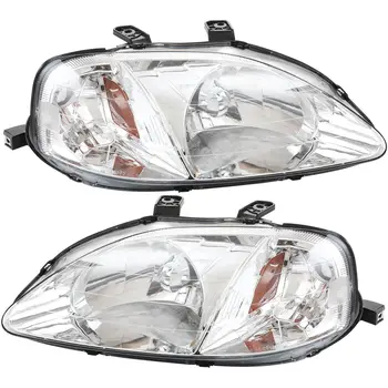 Factory Auto Parts Headlampsfor OE Style Headlight Assembly Chrome Clear Lens Headlamp for 1999-2000 Honda Civic Headlight
