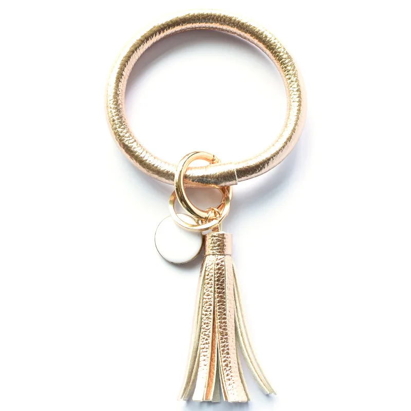 Pantone Rose Gold Key Rings Zinc Alloy Pu Leather Keychain