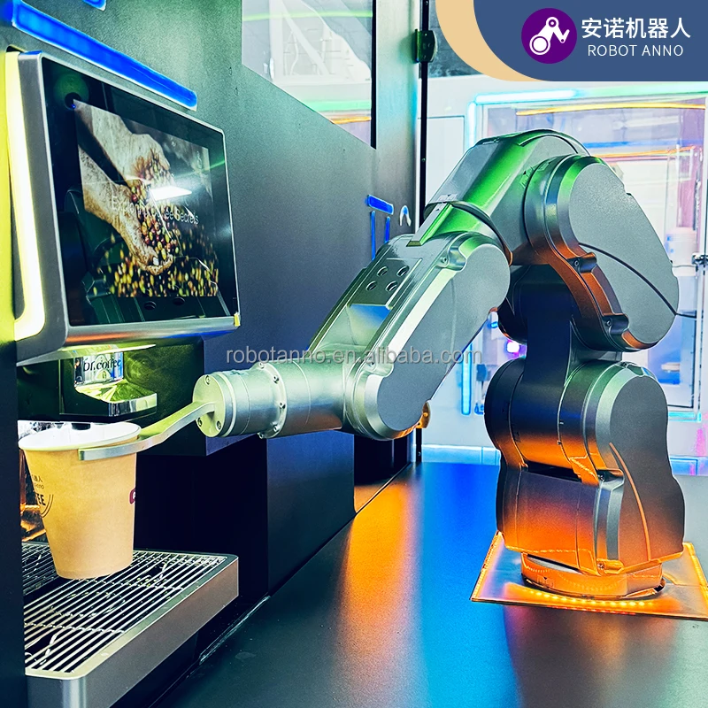 RobotAnno 6 Axis Robot Barista Coffee Machine Self Service Hot and Cold Robot Coffee Vending Machine for Shopping Mall