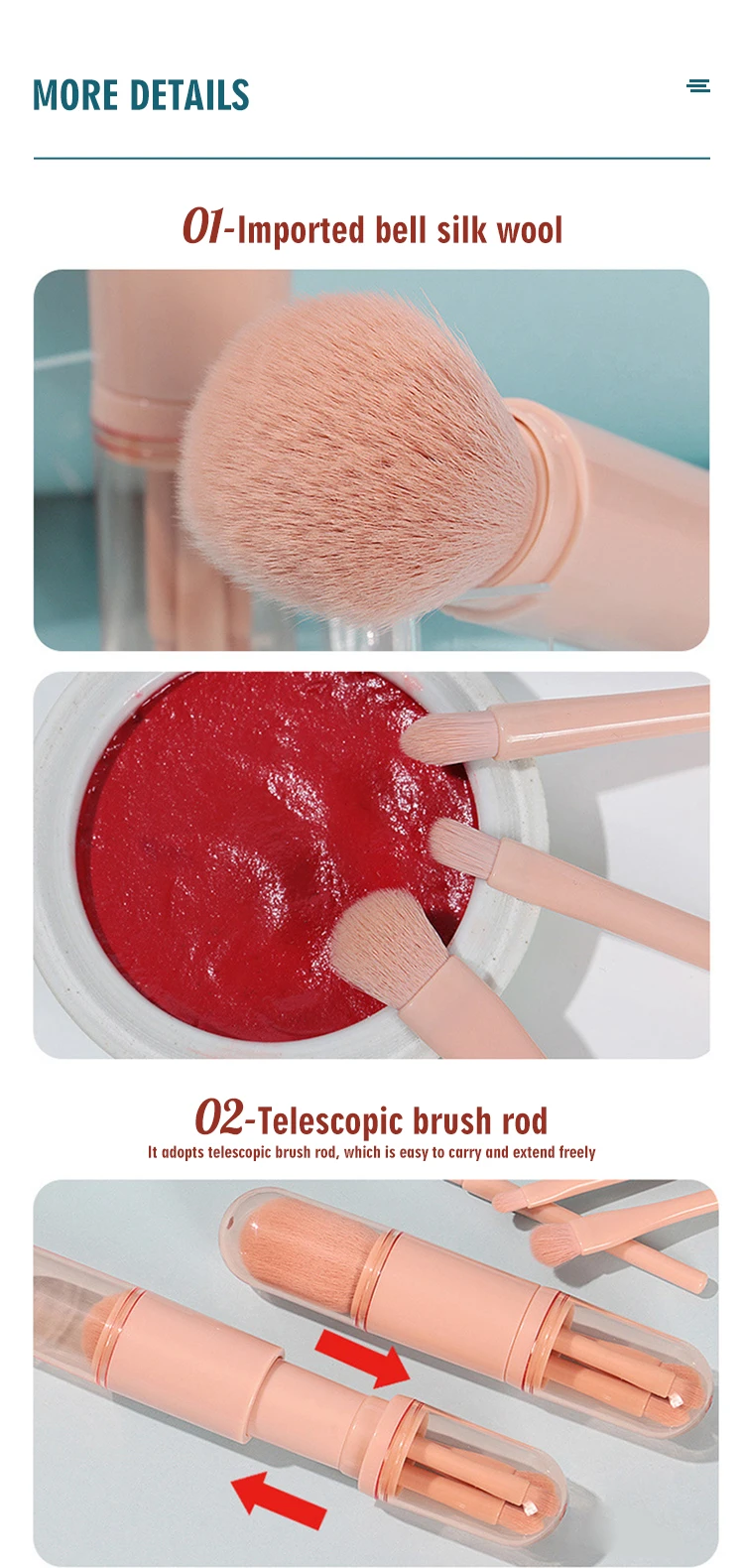 
 4 в 1 Портативные Выдвижные кисти мятно-зеленый набор кистей для макияжа многофункциональные кисти для макияжа  