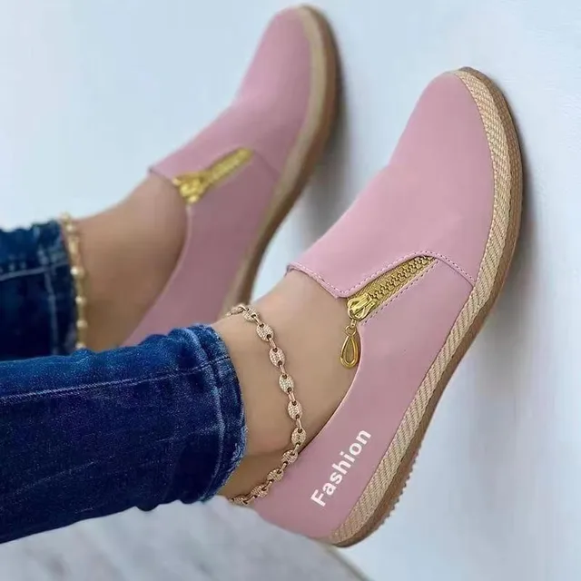 women shoes fall 2022 new Women's casual casual European and American side zipper muffin sole plus size shoes for women - Image 4