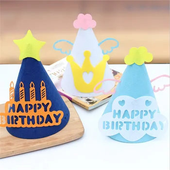 Wholesale Happy Birthday Hat Children's Woven Fabric Crown Cloud Birthday Hat For Party Decoration Supplies Baby Shower Gifts