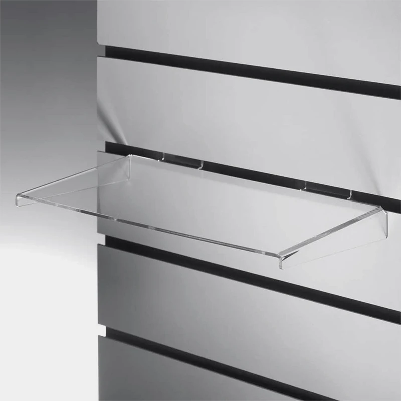 Clear Acrylic Slatwall Shelves With Side Supports Lucite Slatwall