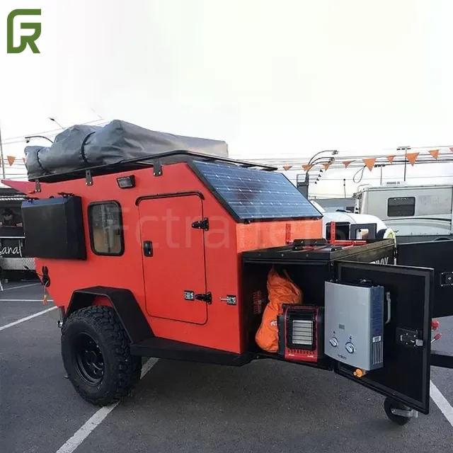 Small Mini Light Weight off Road Offroad Motorcycle Travel Camping Trailer with Rooftop Tent