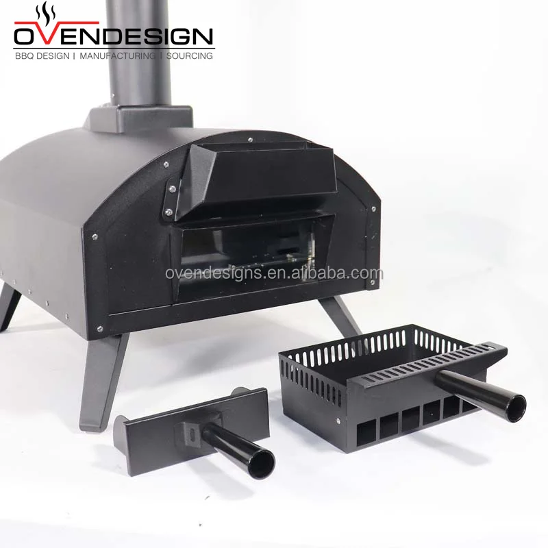 Factory Direct Latest Black Coat Dome Sliding Drawer Outdoor Pizza Ovens Pellet Fired Steel and Metal Grilled Charcoal Fuel