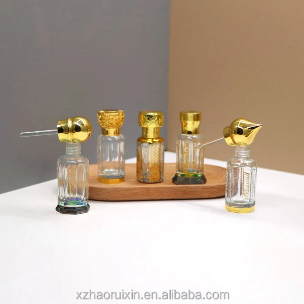 Luxury Fancy 3ml 6ml 12ml Octagon Arabian Arabic Perfume Essential Attar Oil Bottle 3 Ml Attar Bottles Glass Dipstick
