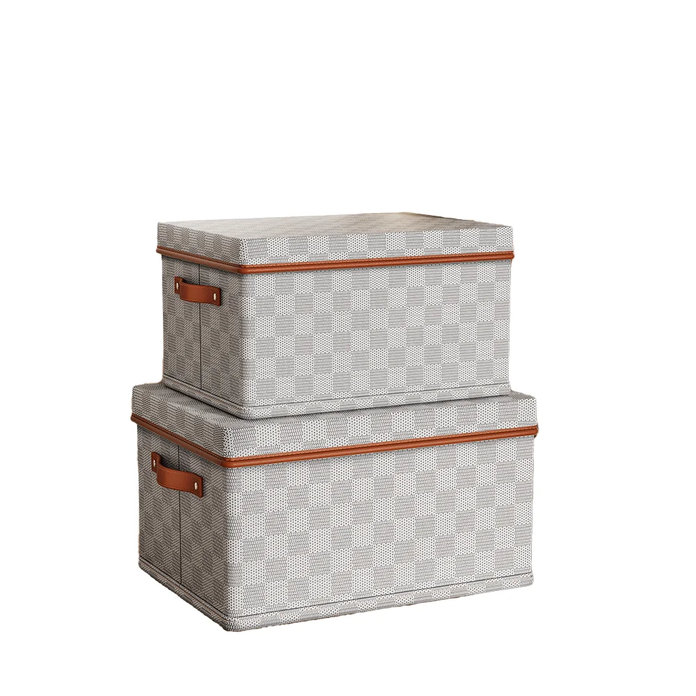 Checkerboard Storage Boxes in Non-woven Fabric Are Used for Clothes and Quilts, As Well As Baskets for Household Toys