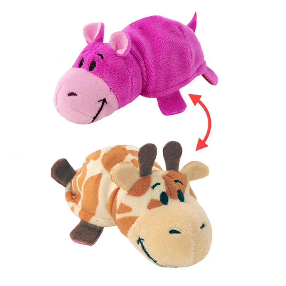 Factory Direct Switch Stuffed Soft Plush Purple Hippo Convertible Reversible 2 in 1 Soft Giraffe Animal Plush Toy