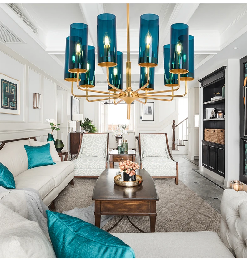 Modern Ceiling chandelier for living room Nordic blue glass blowing chandeliers pendant lights