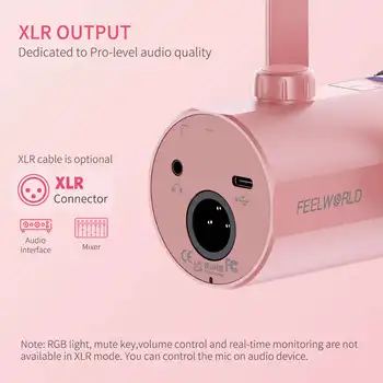 FEELWORLD PM1 Factory Wholesale Dual XLR/USB Microphone Custom LOGO OEM for Live Streaming Recording YouTube Gaming detail image