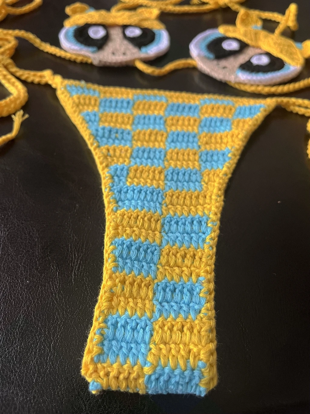 2025 Custom Crochet Knit String Cartoon Micro Bikini Set Handmade Cute Red Checkered Sexy Beachwear Fruit Fashion Custom Bathing