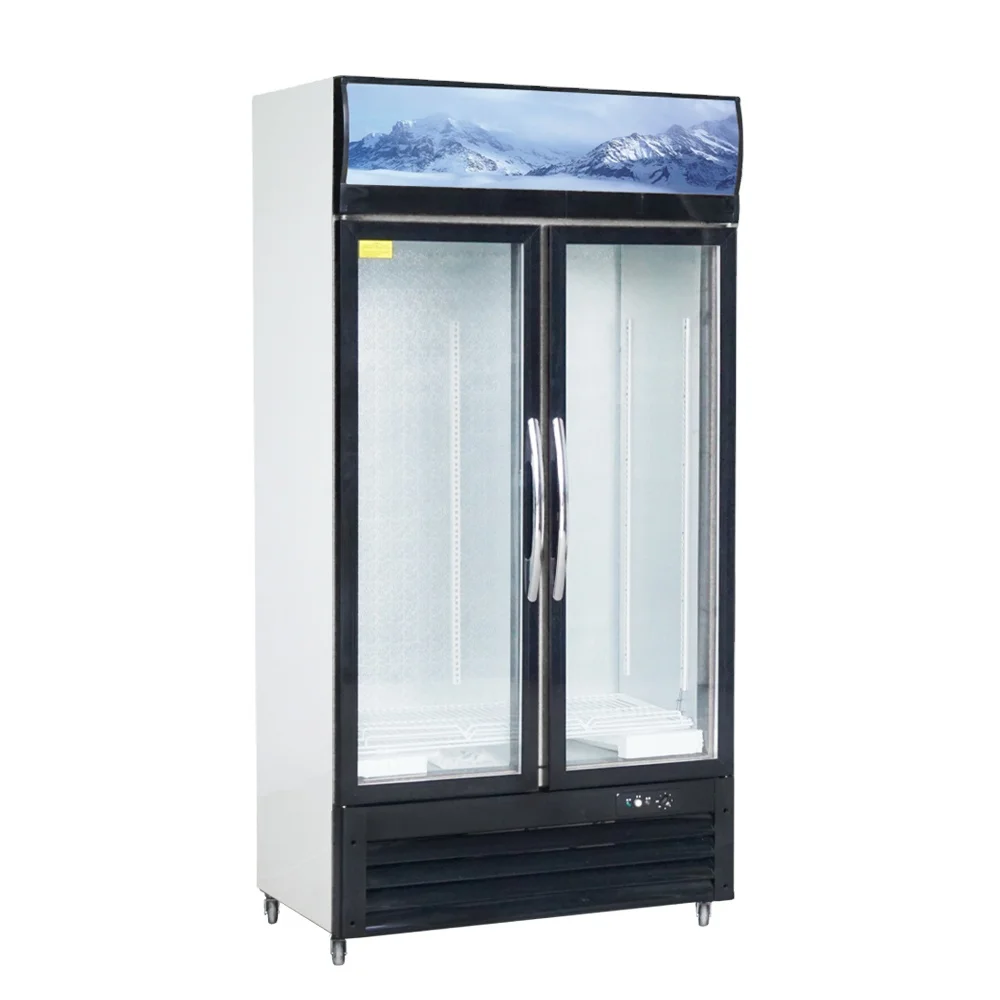 LC/S 1000HK used glass door display drink cake drug upright fridge  Commercial Double Glass Door cooler