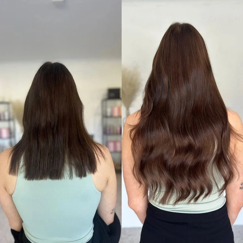 Brazilian Straight Remy Tape In Hair Extensions Medium Brown #4 100% Real Human Hair Skin Weft for Women_voghion.com