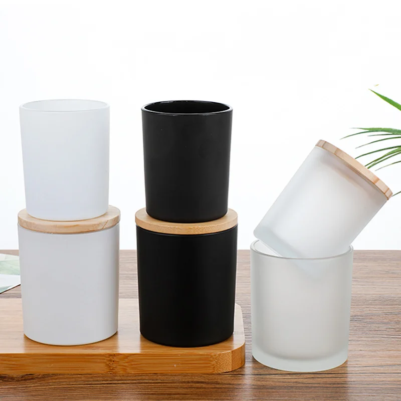 Luxury 220ml 330ml Empty Frosted Black Matte White Glass Candle Vessels ...