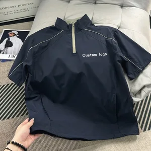 Custom Logo Mountain Sports Cool Quick Drying Short Sleeved Summer American Contrasting Half Zip Cycling Suit Polo Shirt T-shirt