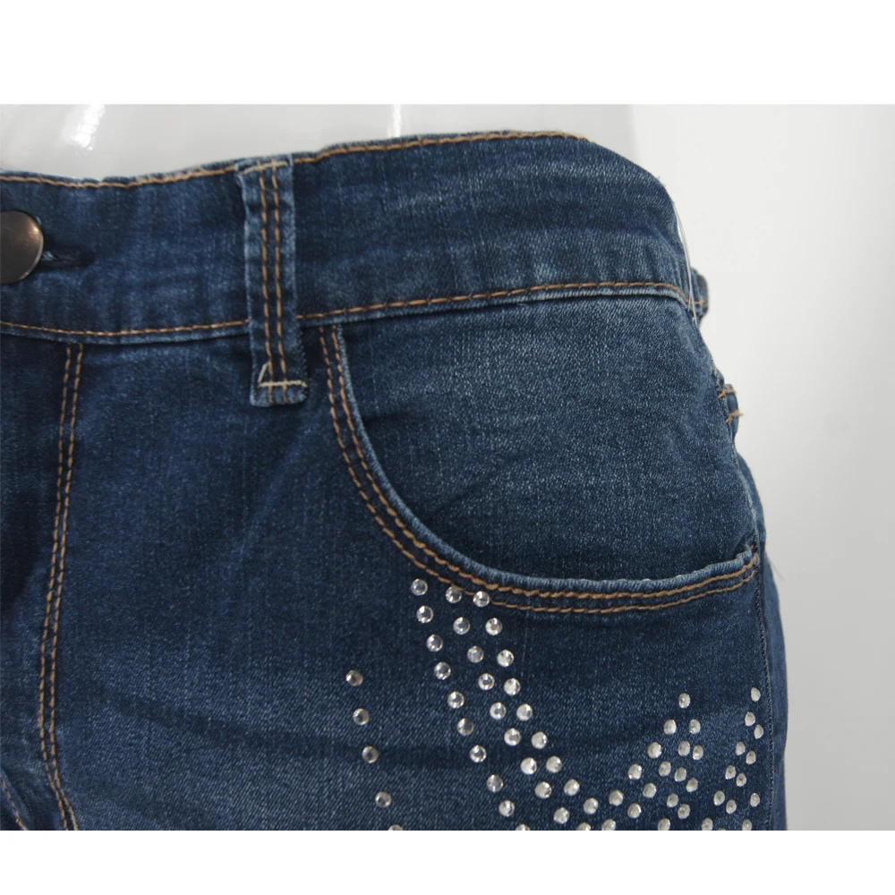 Plus Size Studded Cuffed Women's Jeans Trendy High Waist Loose Fit Denim Pants Fashion Casual Plus Size Trousers