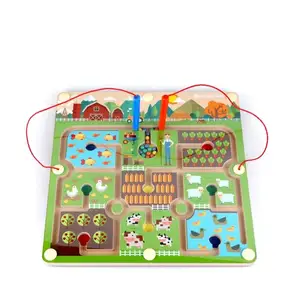 3D Interactive Wooden Magnet Maze Puzzle Montessori Educational Handcraft Toy for Children Boys and Girls
