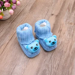 New design winter warm fleece double layer newborn baby crochet shoes