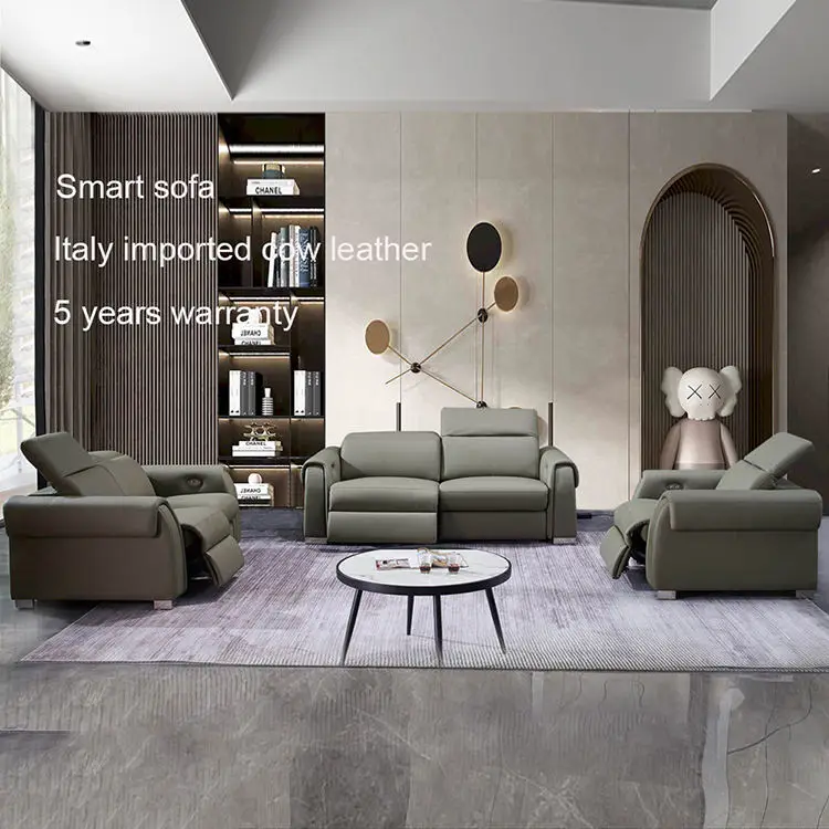 Smart Home Modern 3 2 1 Luxury Design Italy Leather Upholstery Electric ...