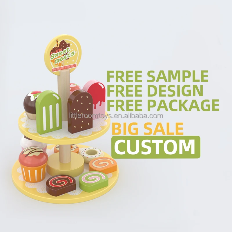 Детская деревянная трехъярусная подставка для торта