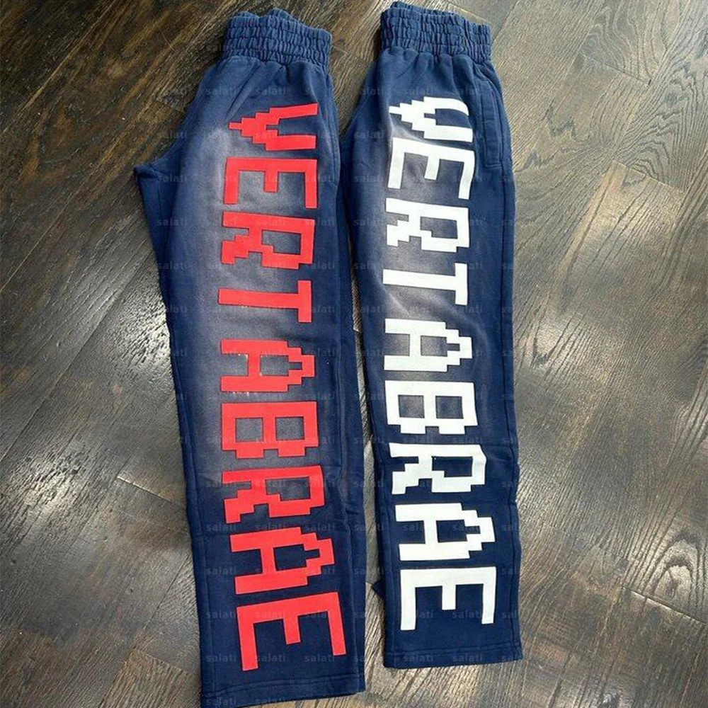 QYOURECLO Custom Logo Stacked Sweat Pant Track Jogger Cotton French Fleece Sun Faded Acid Wash Bootcut Flare Sweatpants Men
