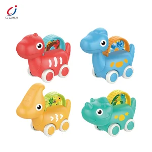 Educational Plastic Inertia Mini Cute Cartoon Baby Car Toys Friction Dinosaur Car Toy with Storage Bag
