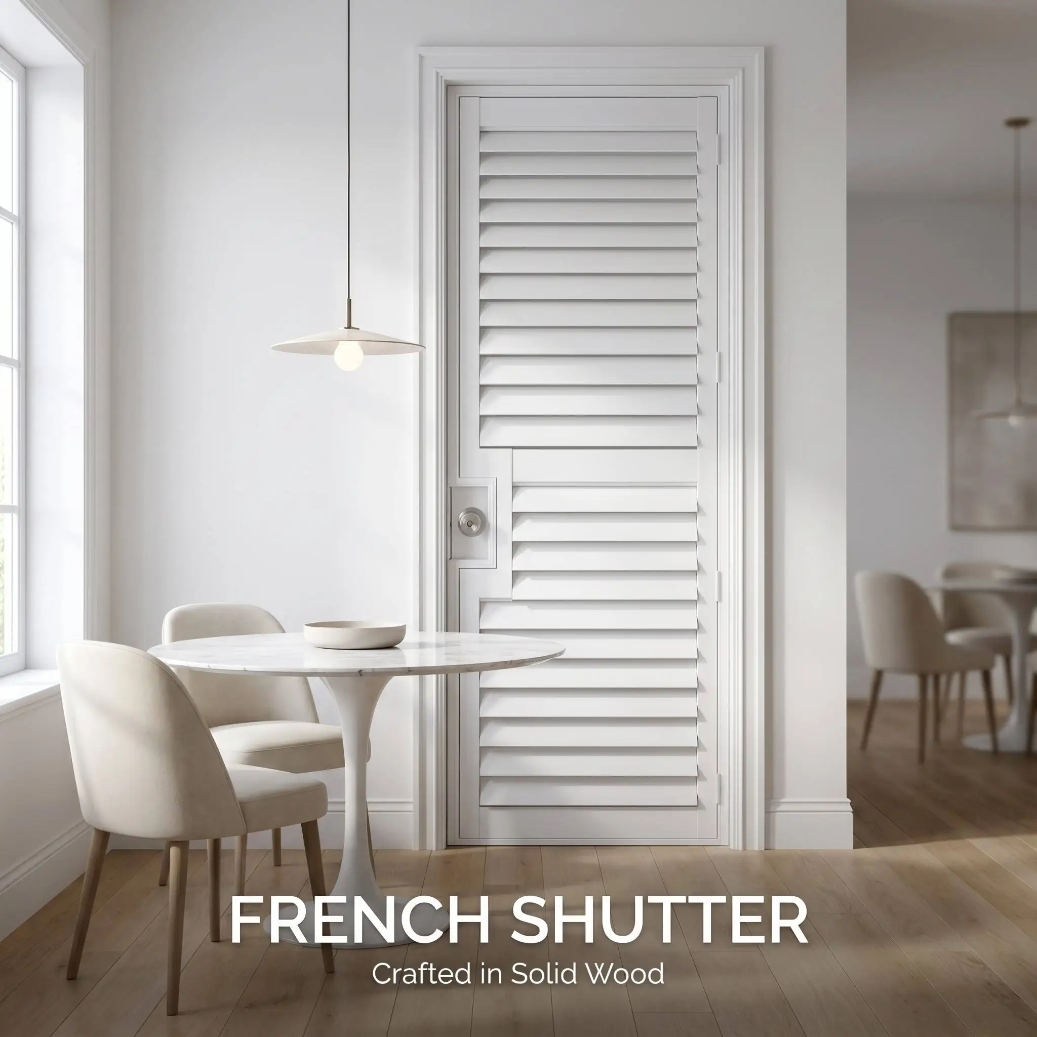French Door Plantation Shutter Solid Paulownia Wood Painted Custom Size Built-In/Outside Mount OEM Every Day Use