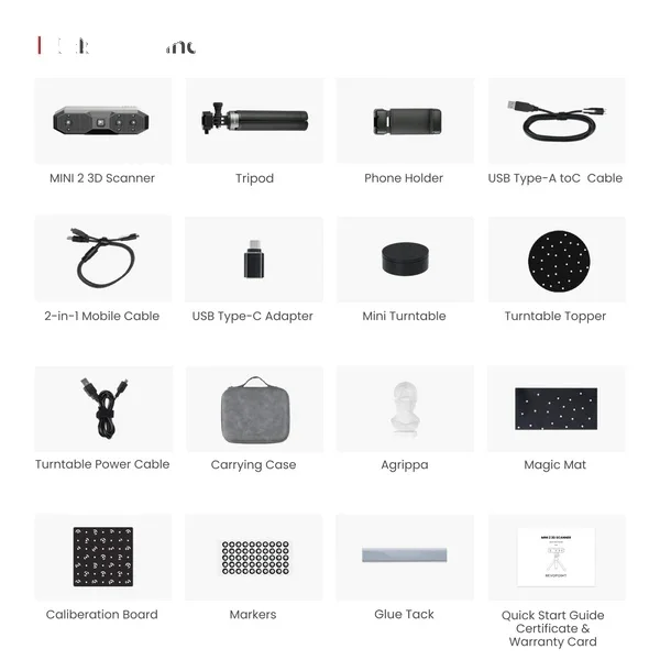 Revopoint MINI 2 Advanced 3D Scanner Scanning Speed up to 16 Fps Working Distance 120 mm 250 mm High Precision 3D Scanner