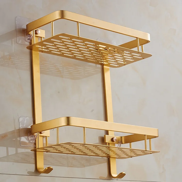 aluminum dual tier bathroom gold brass