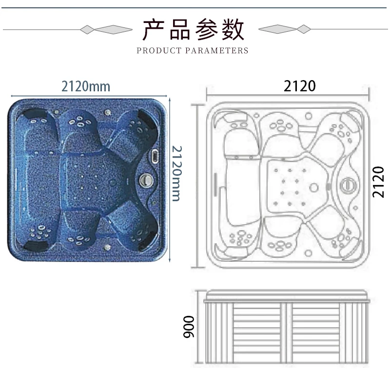 Luxury 4-6 Person Acrylic Shell Hot Tub Outdoor Spa With Jacuzzier And ...