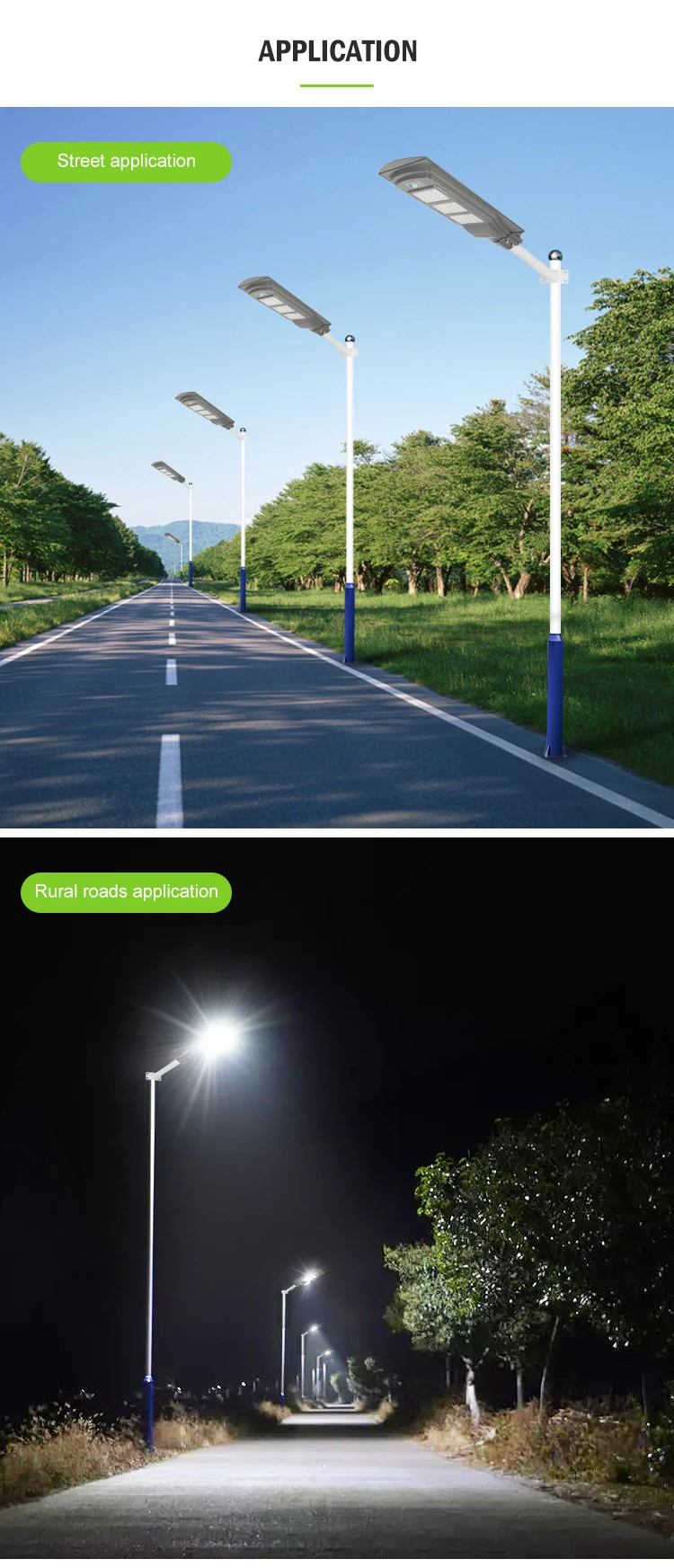Energy Saving Ip66 Waterproof Road Light Motion Sensor 20watt 40watt 60watt Solar Led Street Light