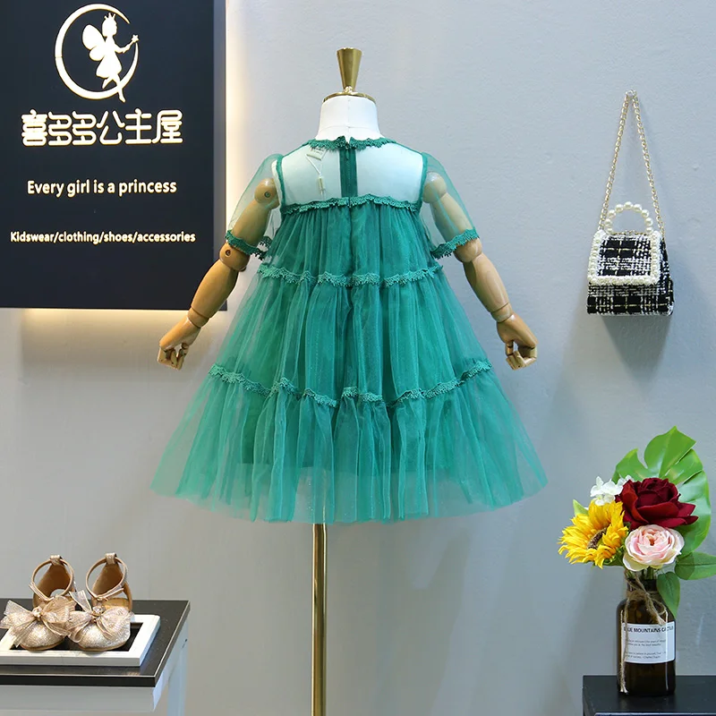 green emerald velvet dress Sage Green Regular Pearl Mesh | Dense main image 1