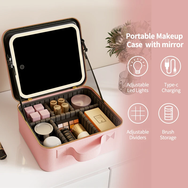 Wholesale Custom Logo Pink Vanity Pu Leather Box Make Up Organizer ...