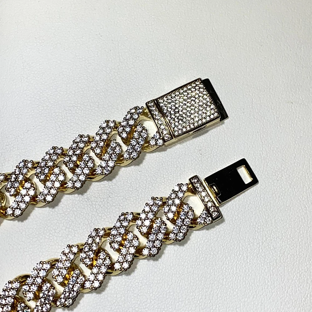 Luxury Custom Diamond Crystal Zircon 14k 18k Rose Gold Plated Hand Chain Iced Out Cz Bracelet