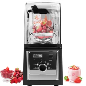 Commercial Blender Machine with Sound Proof Cover Professional High Speed Smoothie Blender Multi Functional Blender for Hotel