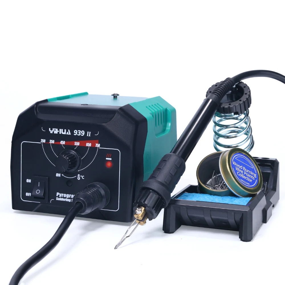 YIHUA 939 II Wood Burning Tools Pyrography Soldering Station Working Indicator Temperature Adjustable DIY Wood Burning Tools